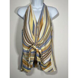 Anthropologie DREW Halter Tie Front Stripped Top Boho Cottagecore Size Small